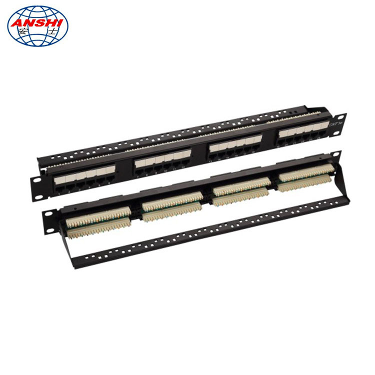 Uji Pass Pass 100% 24 Port CAT5E Patch Panel 19 inci 110 IDC UTP Unshielded With Cable Management