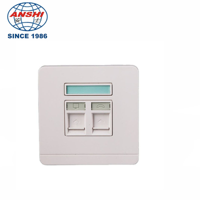 ANSHI Network 86 Faceplate Cat5e Cat6 Cat7 Faceplate Ethernet Wall Socket Rj45 Face Plate 86x86mm Dual Port