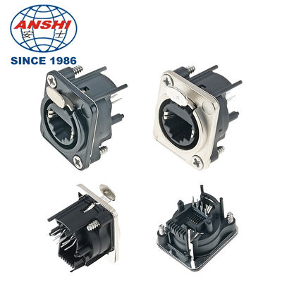 D-Type Panel Mount Audio XLR Socket RJ45 Ethernet Network Interface Combined Connector For Equipment Panel