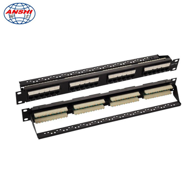 19 "110 Panel Pengaman Panel Pengaman UTP UNC UTP 24 Port Cat5e Dengan Manajemen Kabel