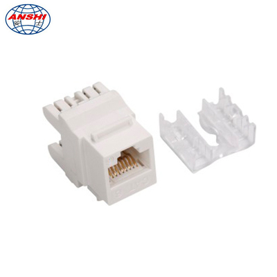 RJ45 180 derajat CAT6 CAT6A UTP Keystone Jack dengan Pin Perunggu Fosfor Plated
