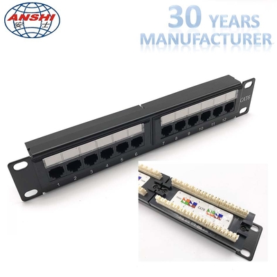 1U 10 '' Inch 12 Port CAT6 UTP Rack Mount Patch Panel 110 Jenis IDC