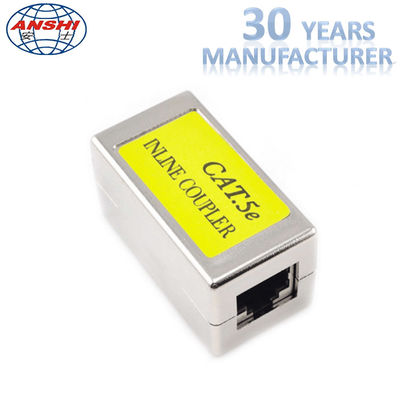 RJ45 KEYSTONE JACK Terlindung melewati Keystone Jack Cat5e CAT6 Logam Lurus Melalui Inline Coupler