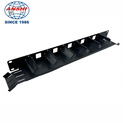 1U Pengelola Kabel Horizontal 19 Inch Rackmount Black Iron