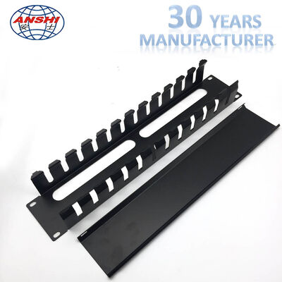 2U Tinggi 12 Slot Logam 19 Inch Rak Mountable Kabel Horisontal Manajer Untuk Instalasi Jaringan