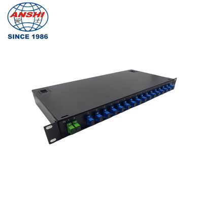 2 x 16 PLC Fiber Splitter dengan Konektor SC/UPC 1U 19