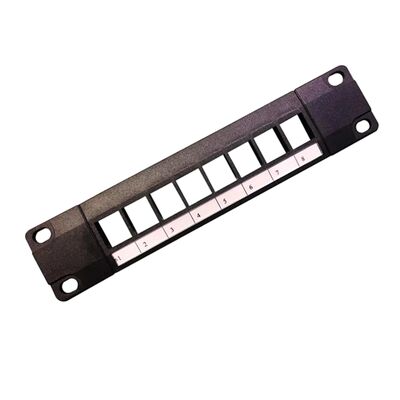 Panel patch modular 8 port unloaded dengan kompatibilitas CAT6A untuk koneksi RJ45