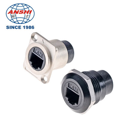 D-Series RJ45 Cat6 Connector Wanita, Panel Mount Circular Ethernet Network Extension Socket