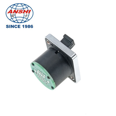 Industrial Waterproof D-Type Ethernet RJ45 Panel Mount Socket PCB Soldering Dengan Tutup Bubuk Terlindung
