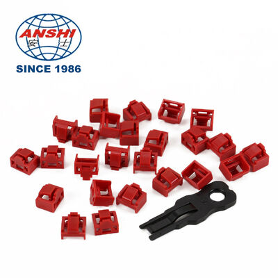 RJ45 Port Lock Dust Plug Anti-Theft LAN Port Stopper, 100 pcs Plug dengan satu kunci termasuk untuk perlindungan antarmuka jaringan