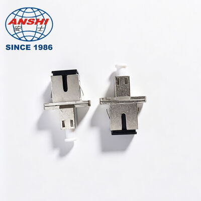 SC ke LC Simplex Hybrid Fiber Optic Adapter PC/APC, Metal Flange, Single Mode / Multi Mode untuk Patch Cord Pigtail