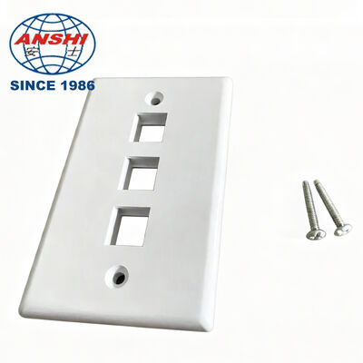 ANSHI 120 Tipe US Standar Wall Mount Face Plate, 3 Port RJ45 RJ11