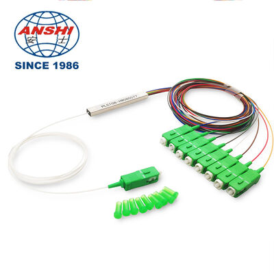 Fiber Optic PLC Splitter 1*8 Steel Tube FTTH 1x8 SCAPC Single Mode PLC Splitter with POE/GSM Support Mini Type Fiber Optic